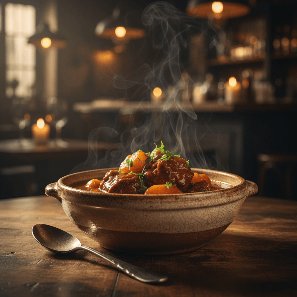 Spiced pepper soup with tender meat and okra