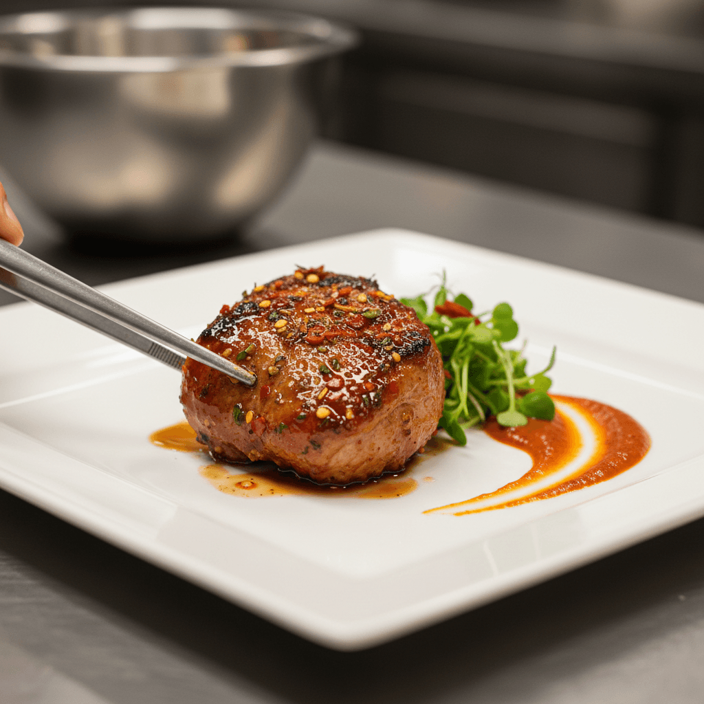 Grilled suya meat skewers with charred spiced coating